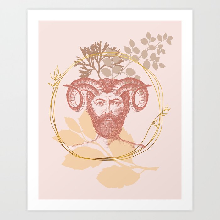 Pink Satyr. Greek Mythology Illustration  Art Print