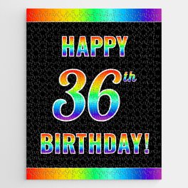 [ Thumbnail: Fun, Colorful, Rainbow Spectrum “HAPPY 36th BIRTHDAY!” Jigsaw Puzzle ]