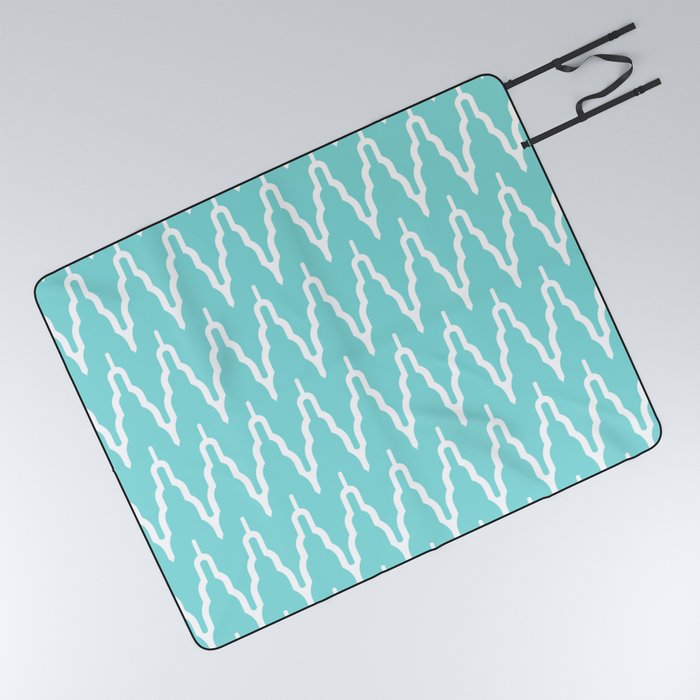 Chevron Pattern 536 Aqua Picnic Blanket