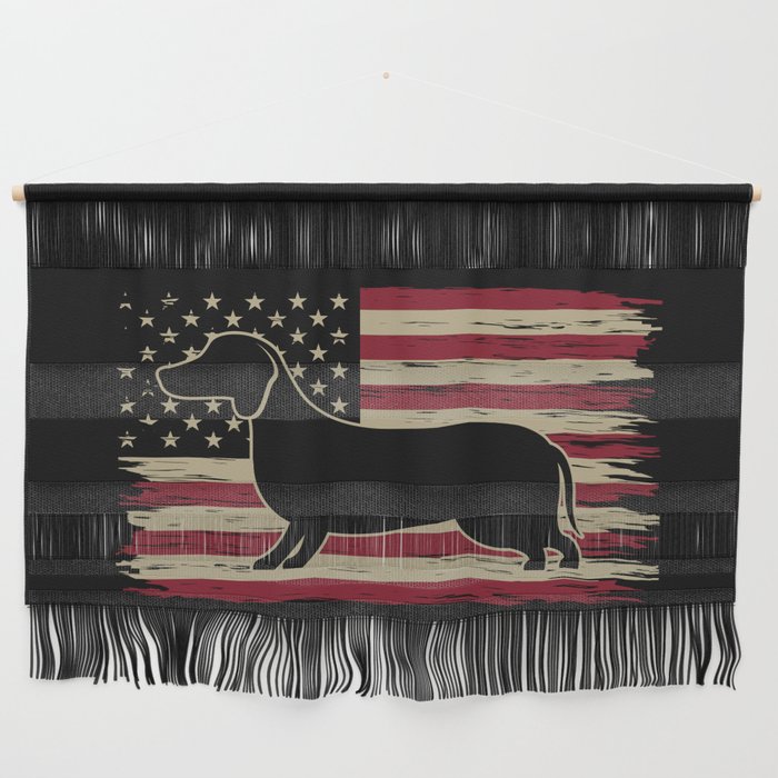 Dachshund Dog American Flag Wall Hanging