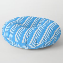 [ Thumbnail: Blue and Light Gray Colored Lines Pattern Floor Pillow ]