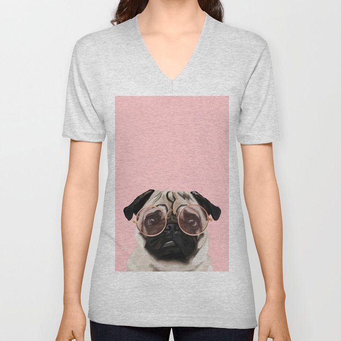 Intellectual Pug V Neck T Shirt