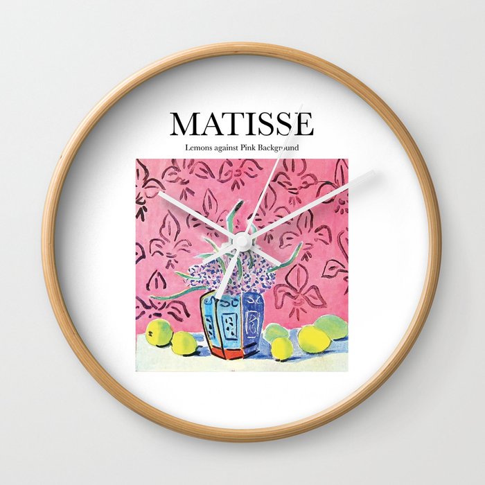 Matisse - Lemons against Pink Background Wall Clock