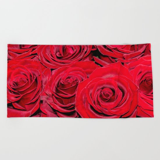 Bed of red roses- Photography pattern of red rose Beach Towel