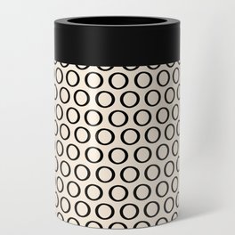 Inky Dots Minimalist Pattern in Black and Almond Cream Can Cooler