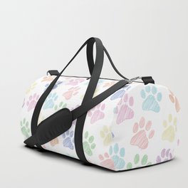 Colorful Paws doodle seamless pattern. Digital Illustration Background. Duffle Bag