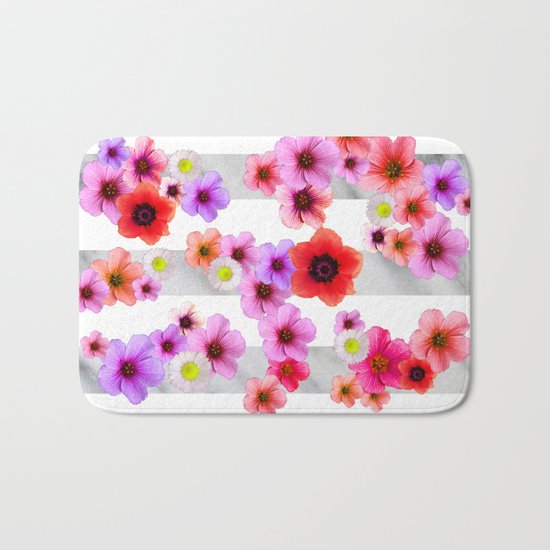 Flowers and Stripes 4 Bath Mat