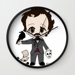 Chibi Portrait of Gothic Writer and Poet Edgar Allan Poe Wall Clock | Author, Digital, Englishteacher, Canon, Kawaii, Drawing, Poe, Gothic, Chibi, Classroomdecor 