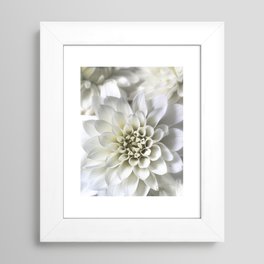 Infinite Petals: Dahlia Flower In White Framed Art Print