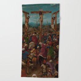 The Crucifixion by Jan van Eyck Beach Towel