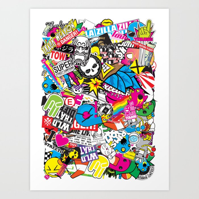 Stickerbomb Art Print by Zillalife