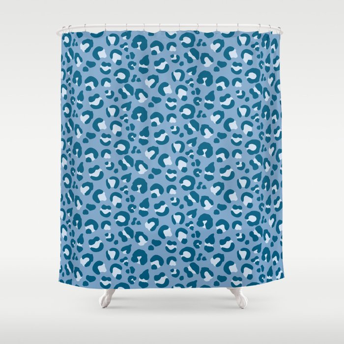 Leopard Print - Blue and Teal Shower Curtain