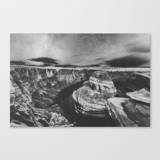 Southwest Starry Night Black and White Canvas Print