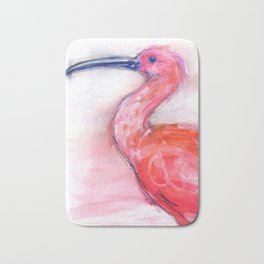 The Scarlet Ibis Bath Mat | Tropical, Pink, Watercolour, Bird, Watercolor, Water, Ink, Bright, Colorful, Shedenhelm 
