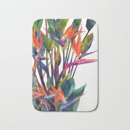 The bird of paradise Bath Mat | Curated, Landscape, Painting, Nature, Illustration 