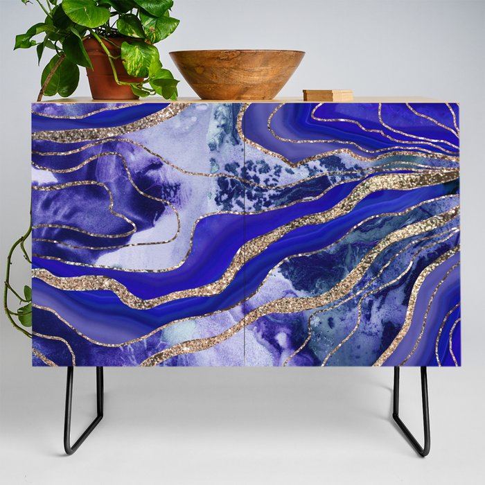 Liquid Marble Agate Glitter Glam #12 (Faux Glitter) #decor #art #society6 Credenza