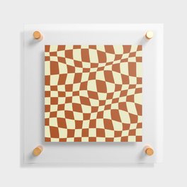 Warped Checkered Pattern (burnt orange/beige) Floating Acrylic Print