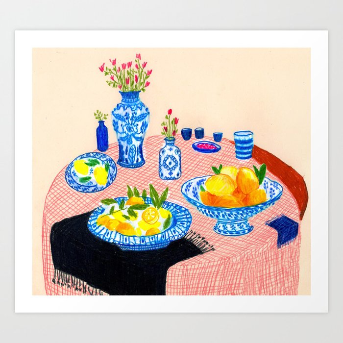 Lemons & Porcelain Art Print
