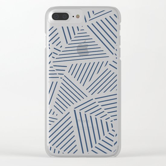 Abstraction Linear Zoom Navy Clear iPhone Case