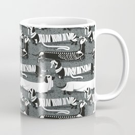 Spooktacular long dachshunds // green grey background mummy ghost and skeleton dogs Coffee Mug