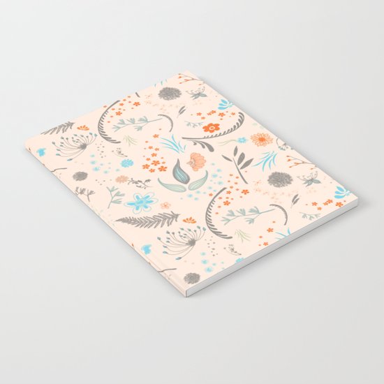 Floral Pattern with Flowers and Leaves Notebook