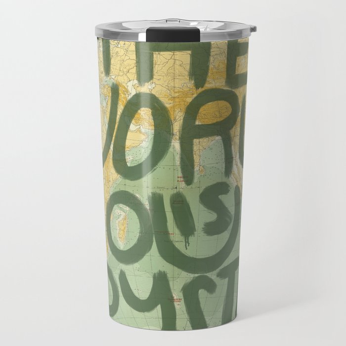 The World Is Your Oyster Collage Green Travel Mug