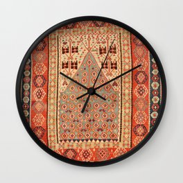 Antique Erzurum Turkish Kilim Rug Print Wall Clock