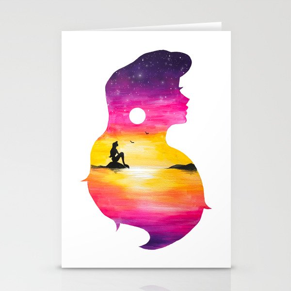 Ariel Sunset Double Exposure The Little Mermaid Stationery Cards