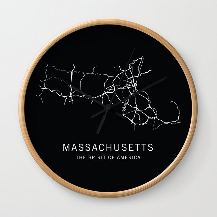 Massachusetts State Road Map Wall Clock