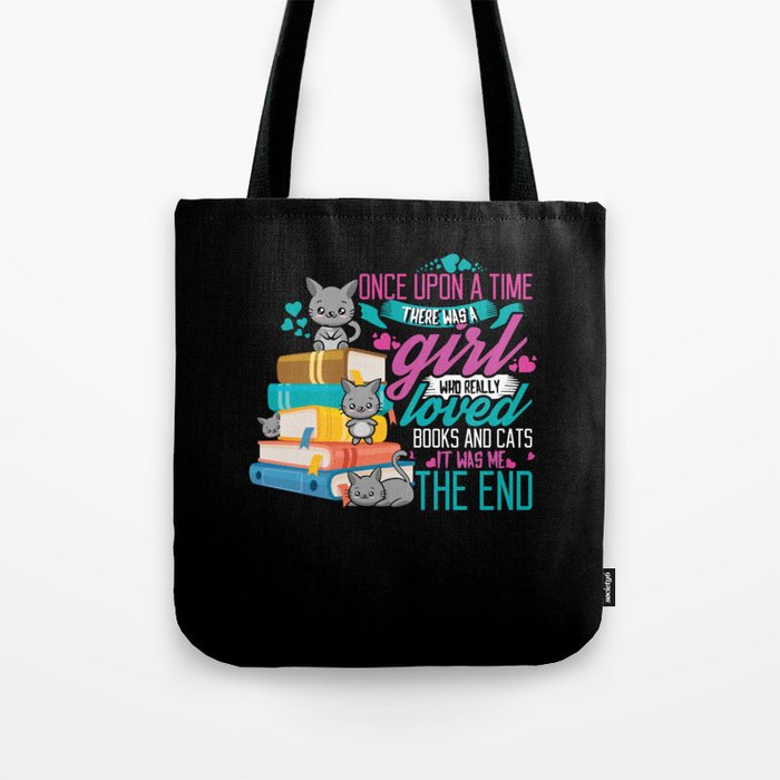 Girl Loves Books And Cats Bookworm Book Reading Tote Bag