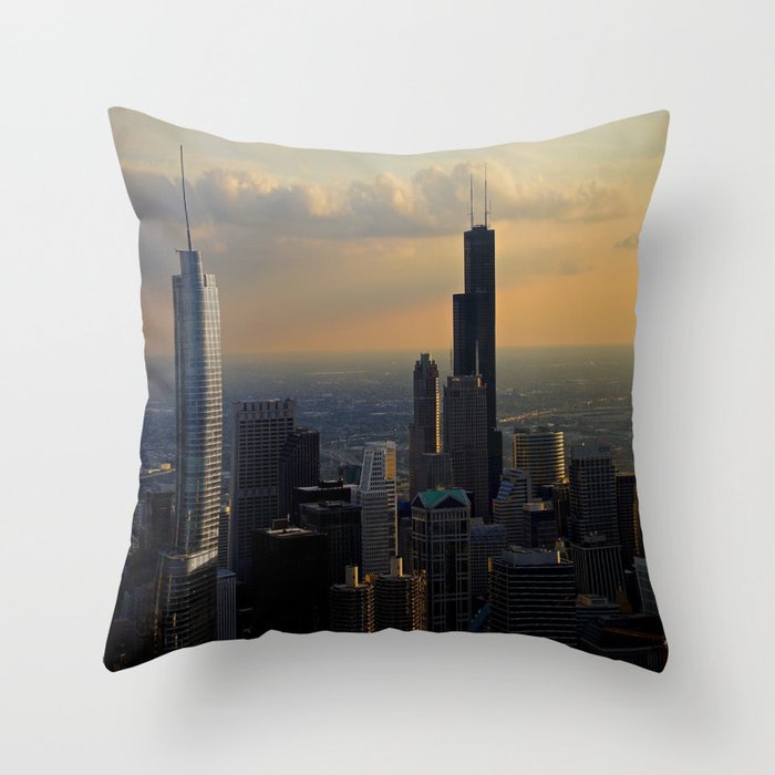The Skyline at Dusk: From the Hancock (Chicago Architecture Collection) Throw Pillow