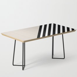 Geometric Art Color Block and Stripes in Ivory, Black and White Coffee Table