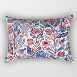 Botanical in red and blue Rectangular Pillow