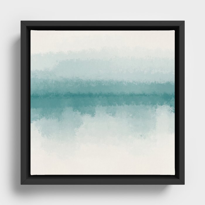 The Call of the Ocean 4 - Minimal Contemporary Abstract - White, Blue, Cyan Framed Canvas