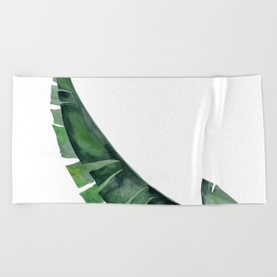 Tropical Leaf Green Beach Towel