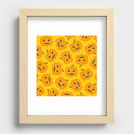 Medium pumpkin ghost pattern 2 Recessed Framed Print