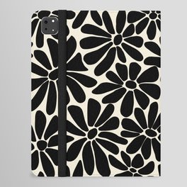 Black and White Retro Floral Art Print  iPad Folio Case