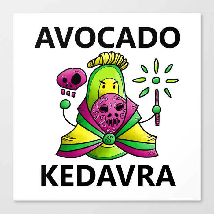 Avocado Kedavra - Death Eater Avocado with Wand Canvas Print
