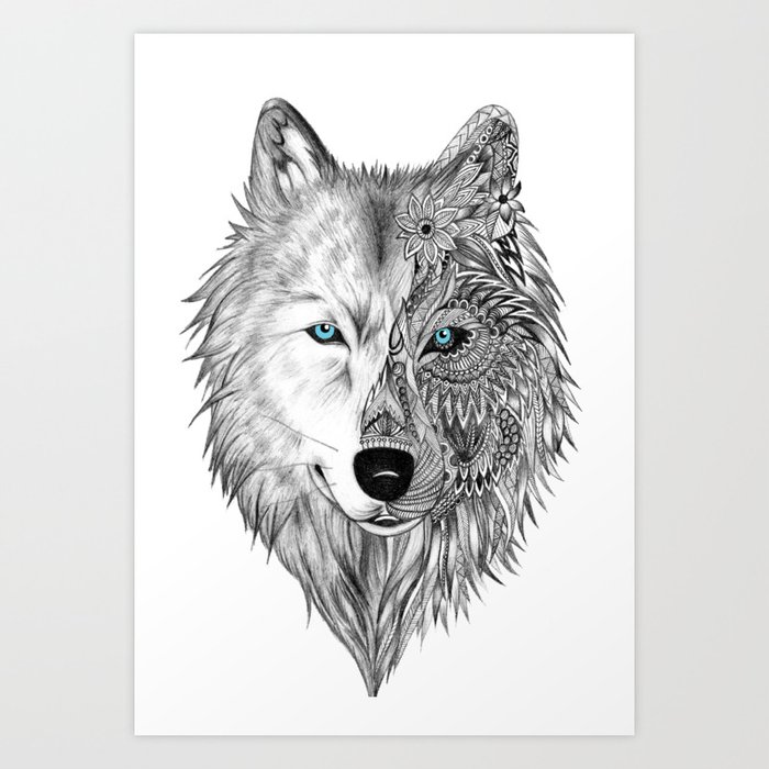 210 x 297mm White Wolf Home Decor Canvas Print A4 Size 