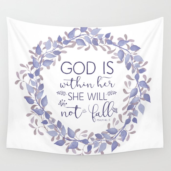 Christian Bible Verse Quote - Psalm 46-5 Wall Tapestry