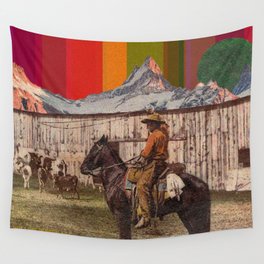 Rainbow Mt. Cowboy Wall Tapestry