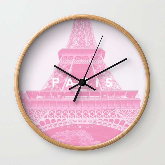 Pink Eiffel Tower, Paris Wall Clock