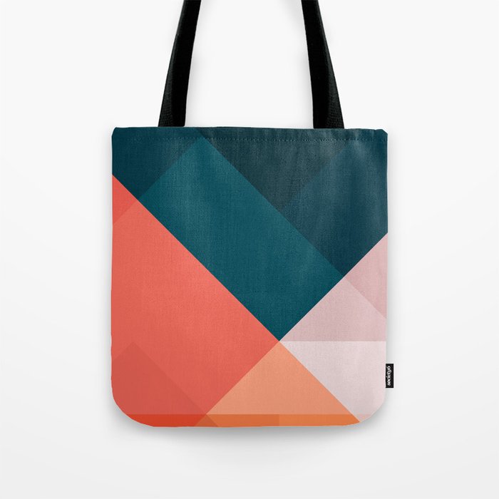 Blue Geo Mountains Tote Bag Three Different Sizes Reusable 