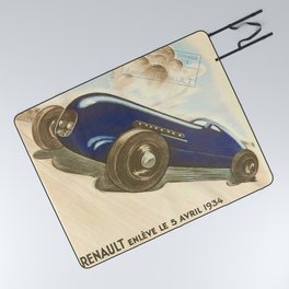 1930 Le Mans French Motor Auto Racing Vintage Poster Picnic Blanket