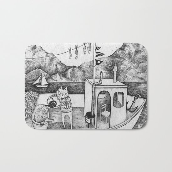Fox on Fishing-boat Bath Mat