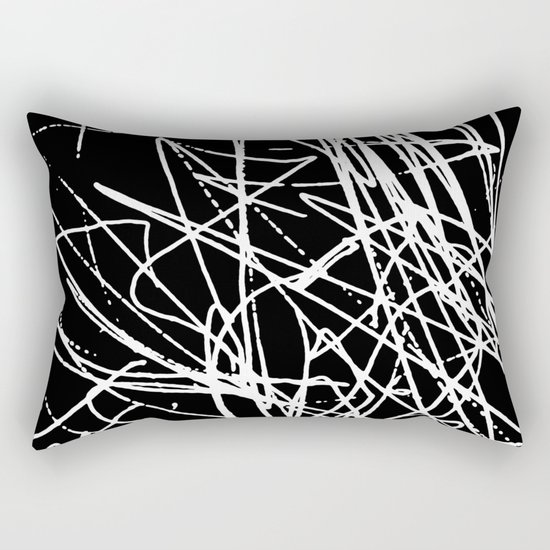Daisy Scribble Black Rectangular Pillow