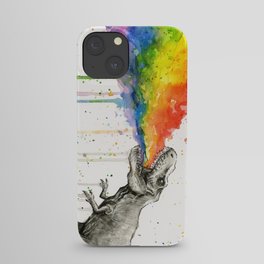 T-Rex Rainbow Puke iPhone Case