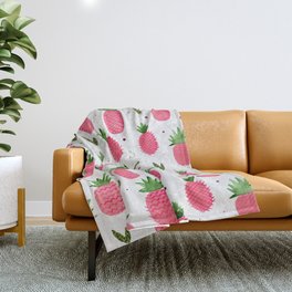 Watercolor pineapples - pink and green glitter Throw Blanket