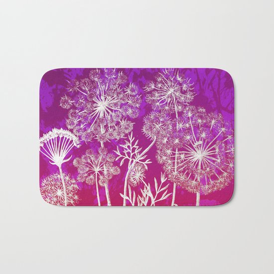 dandelions on purple and pink Bath Mat