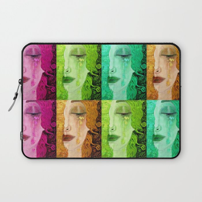 Multi-color collage Golden Tears Freya's Heartache alternate color female portrait painting by Gustav Klimt Art Print Laptop Sleeve